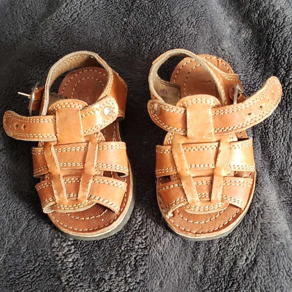 **3/$25** Cuban leather sandals baby 1 year 5.5"